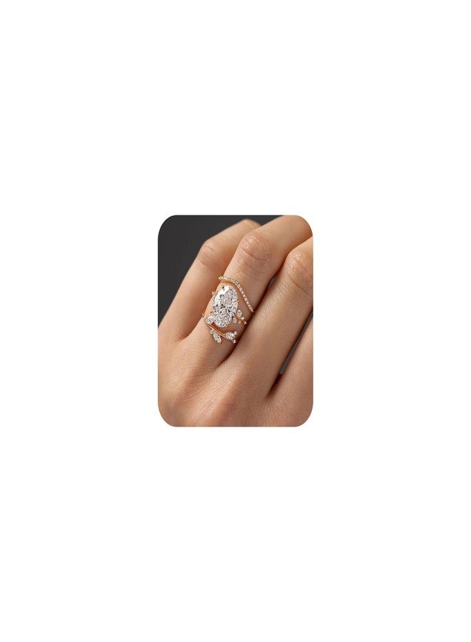 RKKOJJO 925 Sterling Silver Bridal Rings Sets AAA Cubic Zirconia CZ Full Diamond Engagements Rings Wedding 3 Pcs Promise Anniversary White Gold Rings for Women Size 6 - Image 1
